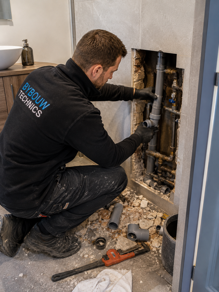 Remplacement d'un tuyau de plomberie par un technicien Bybouw Technics